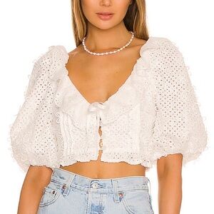 For Love And Lemons white Cassie eyelet top